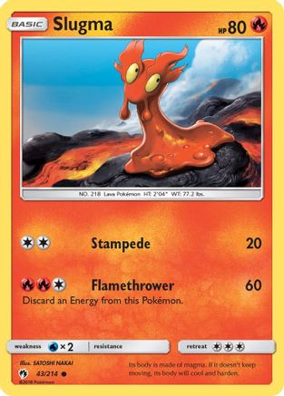 Slugma 043/214  - Reverse Holofoil SM  Lost Thunder - Common