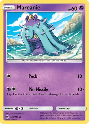 Mareanie (105) 105  - Reverse Holofoil SM  Lost Thunder - Common