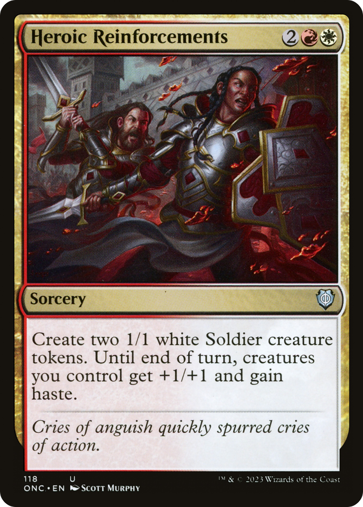 Heroic Reinforcements⁣ - Commander: Phyrexia: All Will Be One⁣ (Uncommon)⁣ [118]