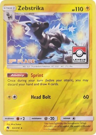 Zebstrika 082/214  - Reverse Holofoil League & Championship Cards - Promo
