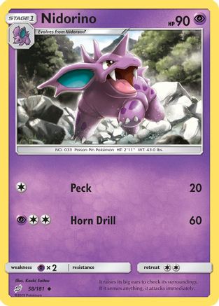 Nidorino 058/181  - Reverse Holofoil SM  Team Up - Uncommon