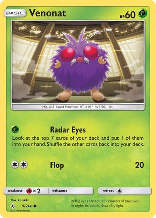 Venonat (9) 009/214  - Reverse Holofoil SM  Unbroken Bonds - Common
