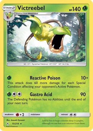 Victreebel 015/214  - Reverse Holofoil SM  Unbroken Bonds - Rare