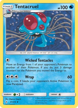 Tentacruel 041/214  - Reverse Holofoil SM  Unbroken Bonds - Uncommon