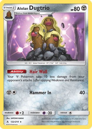 Alolan Dugtrio 122/214  SM  Unbroken Bonds - Rare