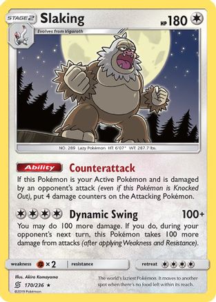 Slaking 170/236  - Holofoil SM  Unified Minds - Holo Rare