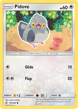 Pidove 174/236  - Reverse Holofoil SM  Unified Minds - Common