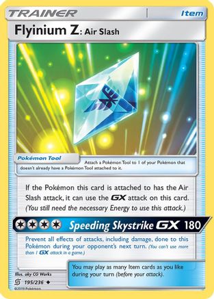 Flyinium Z: Air Slash 195  - Reverse Holofoil SM  Unified Minds - Uncommon