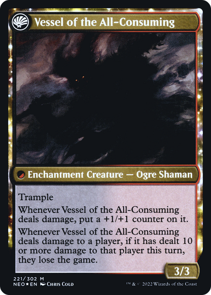 Hidetsugu Consumes All (PRE-221S) - Kamigawa: Neon Dynasty Promos: (fandfc, enchantment) Foil