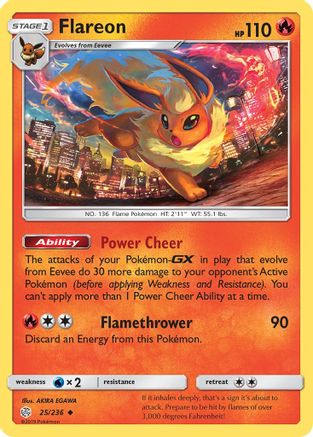 Flareon 025/236  - Reverse Holofoil SM  Cosmic Eclipse - Uncommon