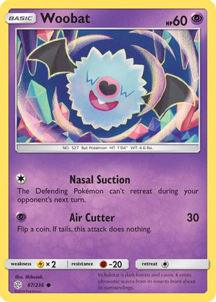 Woobat 087/236  - Reverse Holofoil SM  Cosmic Eclipse - Common