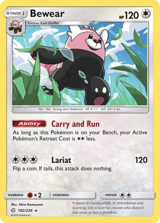 Bewear 182/236  - Reverse Holofoil SM  Cosmic Eclipse - Rare