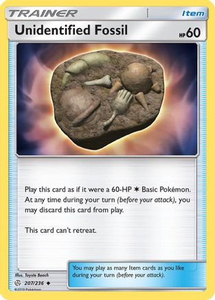 Unidentified Fossil 207/236  - Reverse Holofoil SM  Cosmic Eclipse - Uncommon
