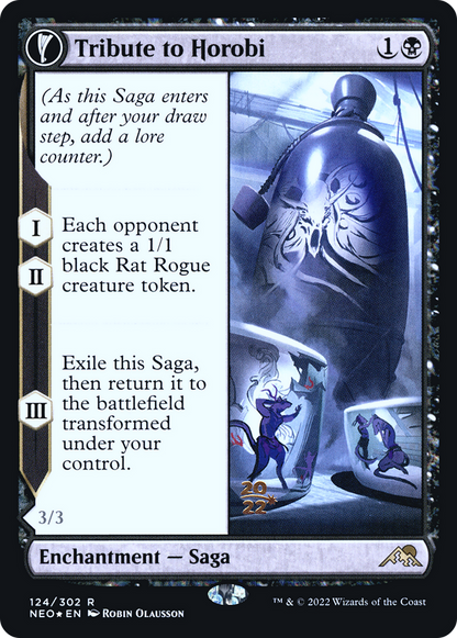 Tribute to Horobi (PRE-124S) - Kamigawa: Neon Dynasty Promos: (fandfc, enchantment) Foil