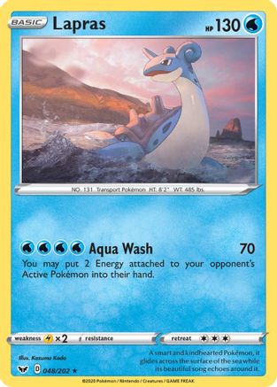Lapras 048/202  - Reverse Holofoil SWSH01 Sword & Shield Base Set - Rare