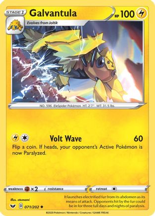 Galvantula 071/202  - Reverse Holofoil SWSH01 Sword & Shield Base Set - Uncommon