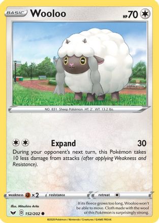 Wooloo (152) 152/202  - Reverse Holofoil SWSH01 Sword & Shield Base Set - Common