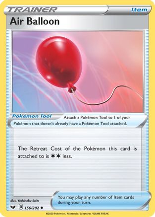 Air Balloon 156/202  - Reverse Holofoil SWSH01 Sword & Shield Base Set - Uncommon