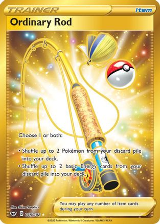 Ordinary Rod (Secret) 215/202  - Holofoil SWSH01 Sword & Shield Base Set - Secret Rare