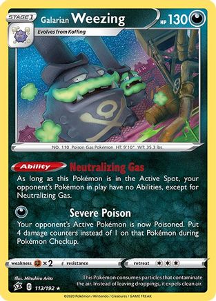 Galarian Weezing 113/192  - Holofoil SWSH02 Rebel Clash - Holo Rare