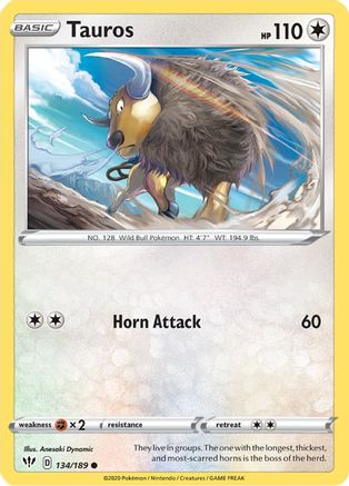 Tauros 134/189  SWSH03 Darkness Ablaze - Common