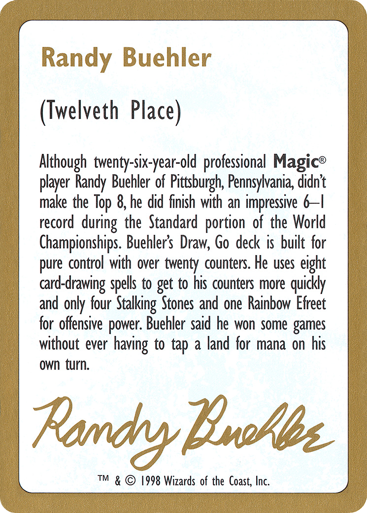 Randy Buehler Bio (WCD-RB0A) - World Championship Decks 1998