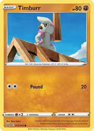 Timburr 073/163  - Reverse Holofoil SWSH05 Battle Styles - Common