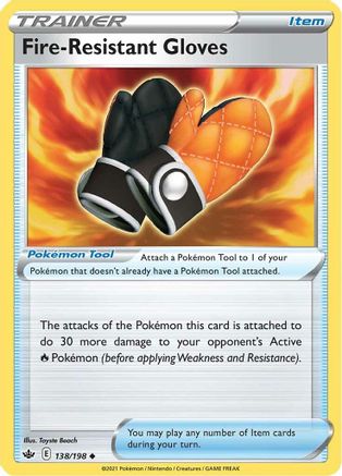 Fire-Resistant Gloves 138/198  - Reverse Holofoil SWSH06 Chilling Reign - Uncommon