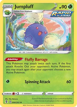 Jumpluff 004/203  - Holofoil SWSH07 Evolving Skies - Holo Rare
