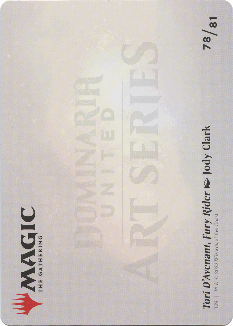 Tori D'Avenant, Fury Rider // Tori D'Avenant, Fury Rider (ADMU-078) - Dominaria United Art Series (Borderless) Foil