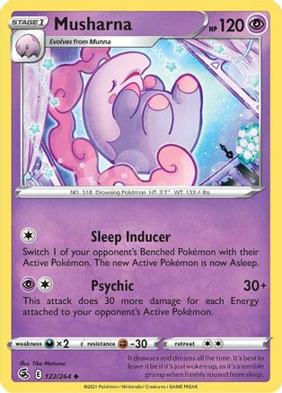 Musharna 122/264  - Reverse Holofoil SWSH08 Fusion Strike - Uncommon