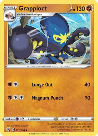 Grapploct 153/264  - Reverse Holofoil SWSH08 Fusion Strike - Uncommon