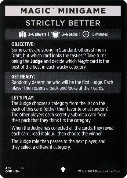 Strictly Better // Strictly Better (cont'd) (MONE-004) - Phyrexia: All Will Be One Minigames