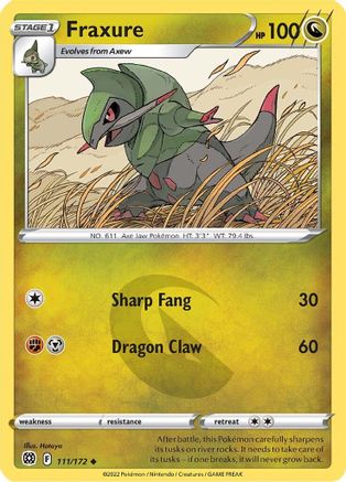Fraxure 111/172  - Reverse Holofoil SWSH09 Brilliant Stars - Uncommon