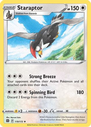 Staraptor 119/172  - Reverse Holofoil SWSH09 Brilliant Stars - Rare