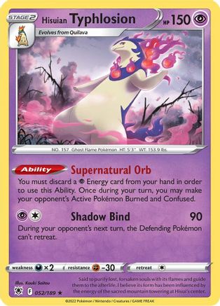 Hisuian Typhlosion 052/189  - Holofoil SWSH10 Astral Radiance - Holo Rare