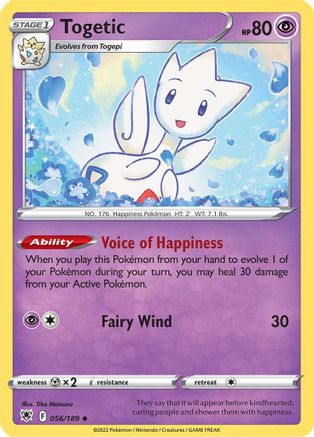 Togetic 056/189  - Reverse Holofoil SWSH10 Astral Radiance - Uncommon