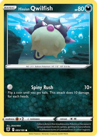 Hisuian Qwilfish (89) 089/189  - Reverse Holofoil SWSH10 Astral Radiance - Common