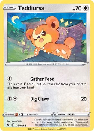 Teddiursa 122/189  - Reverse Holofoil SWSH10 Astral Radiance - Common