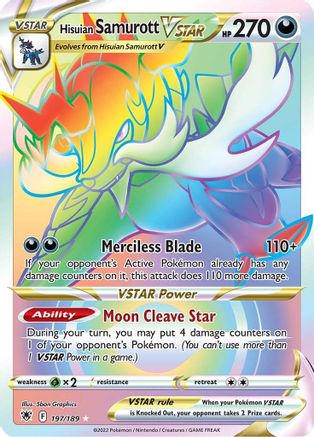Hisuian Samurott VSTAR (Secret) 197/189  - Holofoil SWSH10 Astral Radiance - Secret Rare