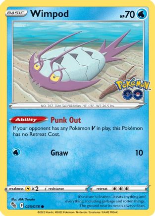 Wimpod 025/078  - Reverse Holofoil Pokemon GO - Common