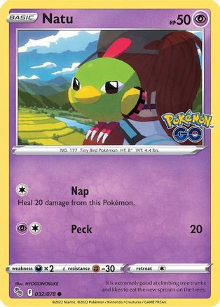Natu 032/078  - Reverse Holofoil Pokemon GO - Common