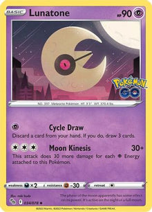 Lunatone 034/078  - Reverse Holofoil Pokemon GO - Uncommon