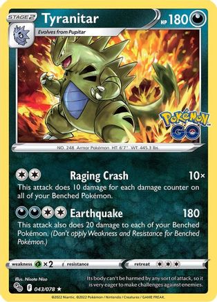 Tyranitar 043/078  - Reverse Holofoil Pokemon GO - Holo Rare