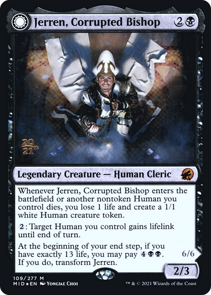 Jerren, Corrupted Bishop (PRE-109S) - Innistrad: Midnight Hunt Promos: (Double Faced Transform) Foil