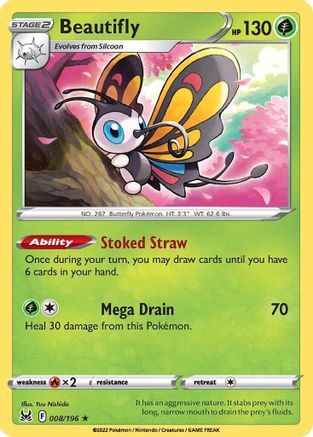 Beautifly 008/196  - Holofoil SWSH11 Lost Origin - Holo Rare
