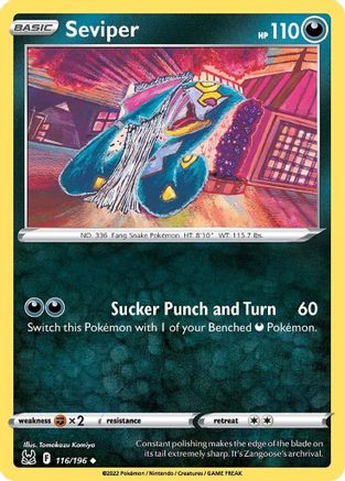Seviper 116/196  - Reverse Holofoil SWSH11 Lost Origin - Uncommon