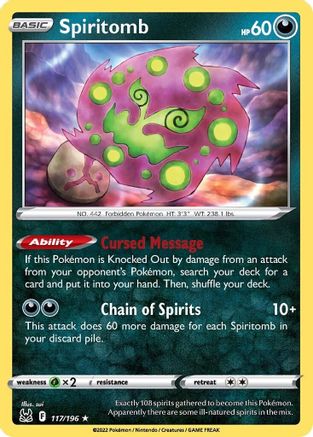 Spiritomb 117/196  SWSH11 Lost Origin - Rare