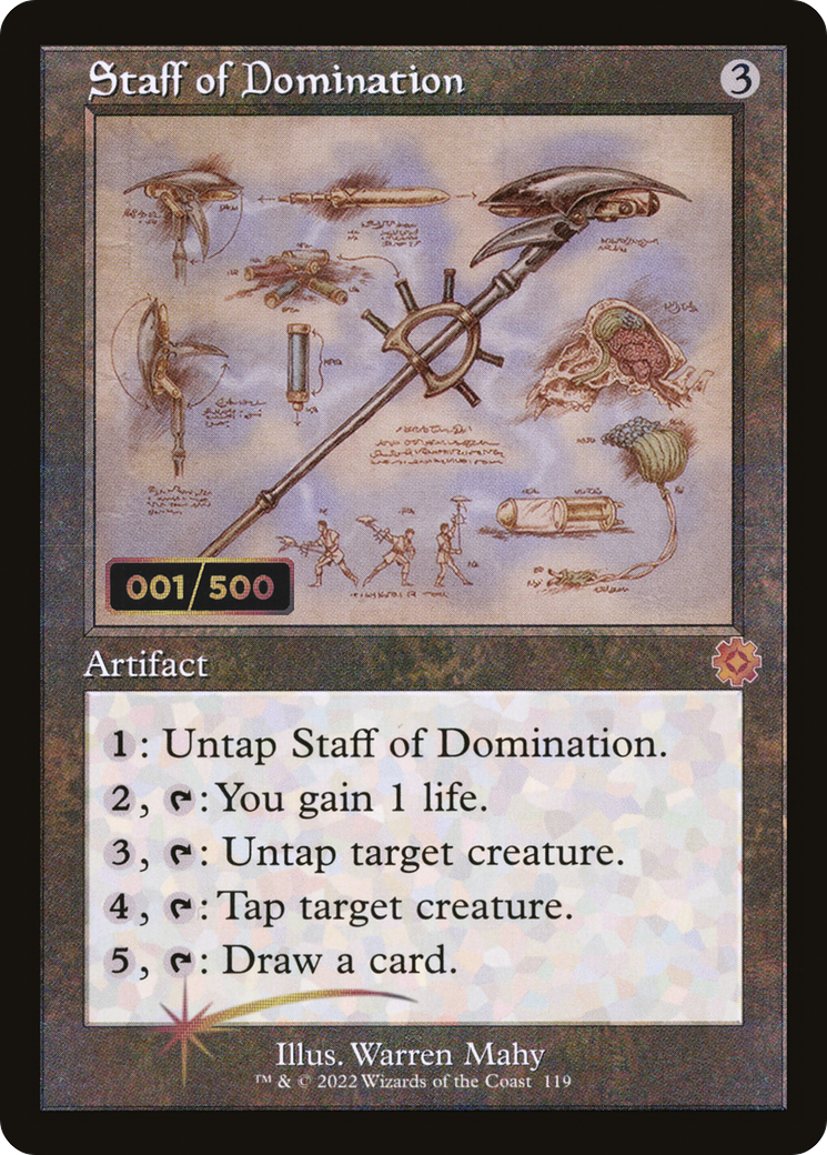 Staff of Domination (Schematic) (Serial Numbered) (BRR-119Z) - The Brothers' War Retro Artifacts Foil