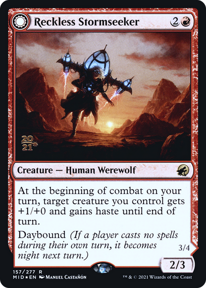 Reckless Stormseeker (PRE-157) - Innistrad: Midnight Hunt Promos: (Double Faced Transform) Foil